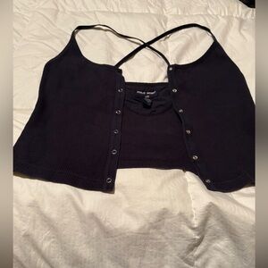 Polo by Ralph Lauren Navy- cropped tank. Criss cross straps.